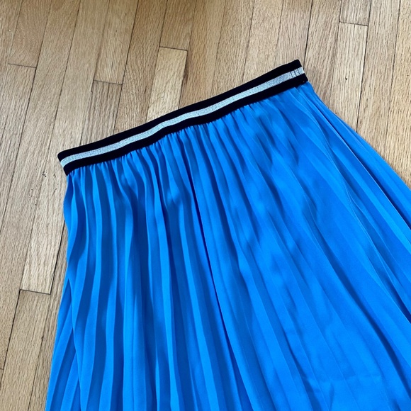 Stradivarius STR Pleated Elastic Contrast Waistband Light Blue Maxi Skirt Size S - Picture 3 of 9